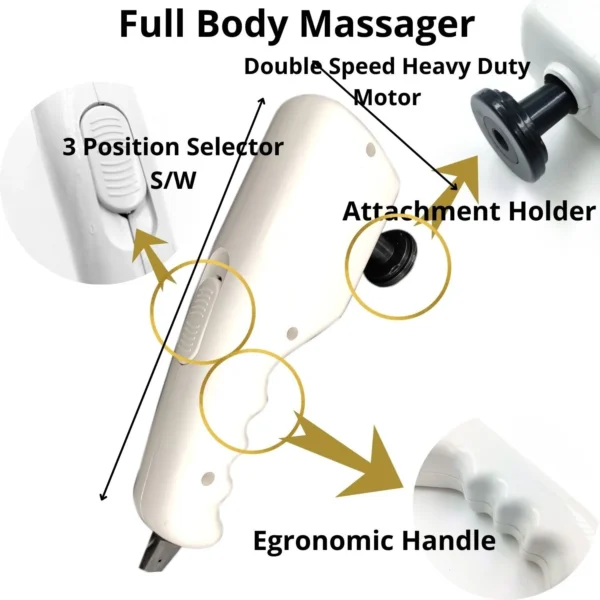 Hand Held Body Massager with various parts