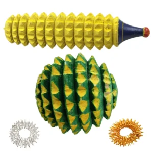 wooden acupressure stick, roller and sujok rings