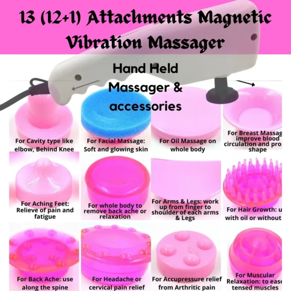 Hand Held Massager with 13 (12 +1) massage attachments