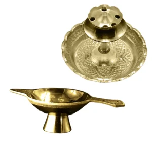 Brass Diya and Agarwati stand