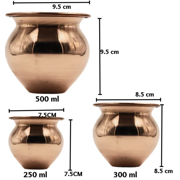 copper lota of various size