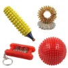 hand roller stick, sujok rings, acupressure ball and hand exerciser