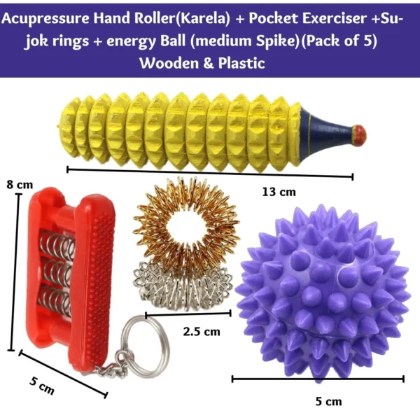 acupressure ball, sujok rings, karela stick and pocket exerciser pack of 5