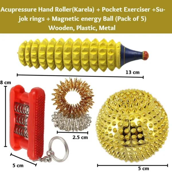 acupressure magnetic ball, karela stick, sujok rings, pocket exerciser,