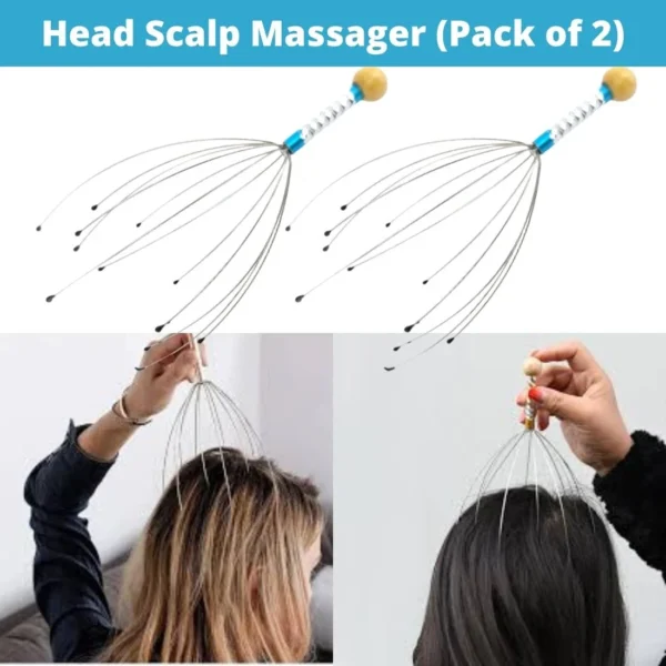 2 head massager with 12 steel spikes used for head massage
