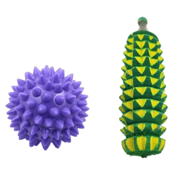 Acupressure Hand Roller wooden Stick and Energy Ball with Big Spike (Plastic)