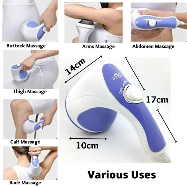 A girl using Rotate and Spin cellulite removing massager with attachments
