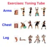 various ways of exercising using toning tube for arms chest and leg