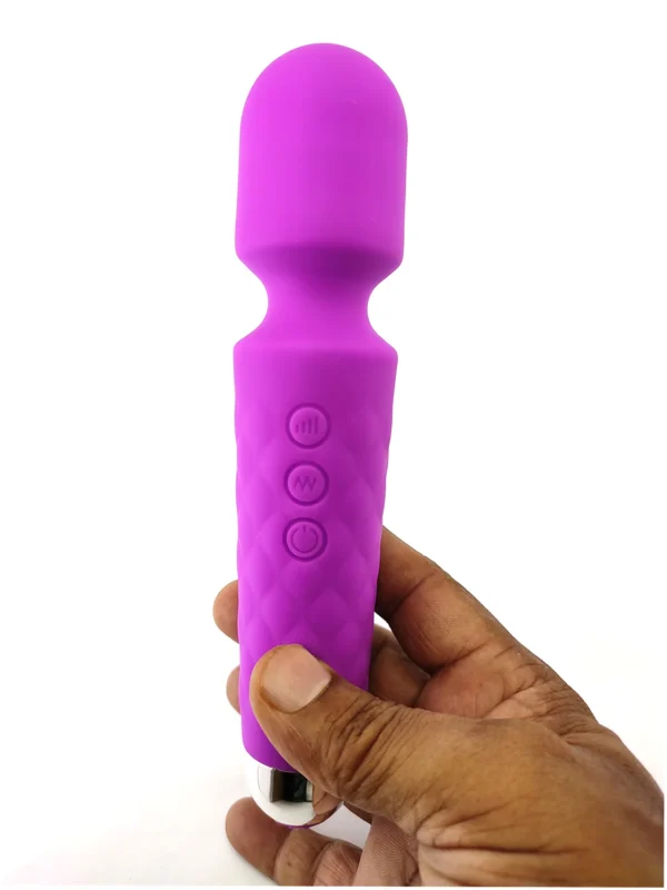 Magic wand massager held by hand
